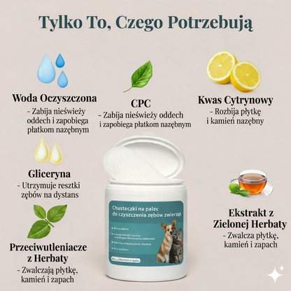 WoofSmile™ Naturalne chusteczki do higieny jamy ustnej zwierząt (50szt)